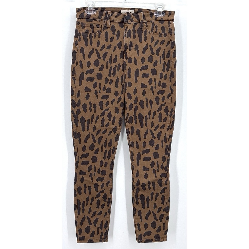 L'AGENCE Margot High Rise Skinny Jeans Size 28 Brown Black Animal Print Stretch